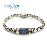 Silver and 8kt Yellow Gold Bracelet with Sapphires- 8 Inches